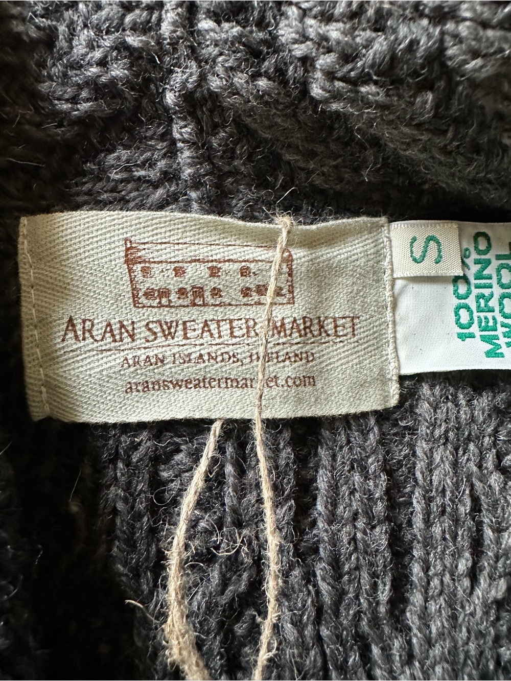 Aran Sweater Market Classic Cable-Knit Button-Up Sweater Coat Charcoal Gray NWT - Picture 3 of 9